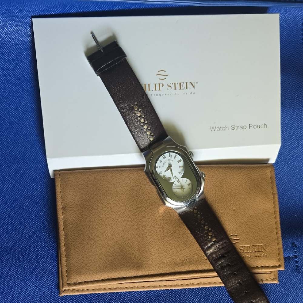 Philip Stein Teslar Dual Faced Watch with Brown Leather Strap